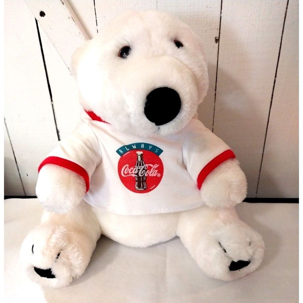 Vintage 1993 Coca Cola  Plush 12 Inch White Polar Bear Coca Cola Shirt Stuffed